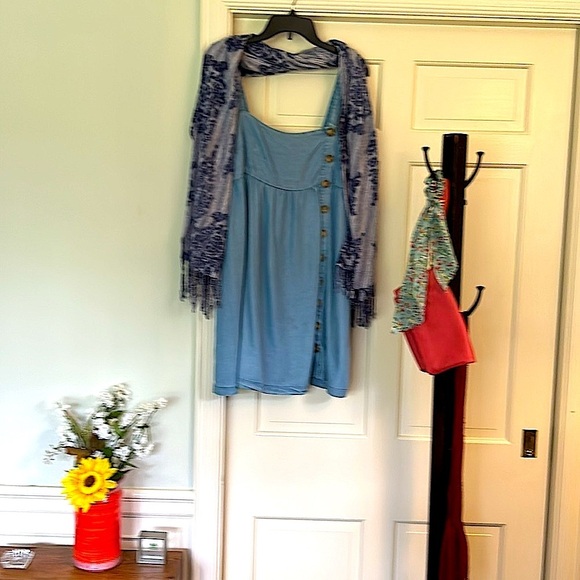 Denim Dress Adjustable Straps Size Medium EUC Button Detailing Cowgirl Up - Picture 13 of 13